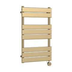 [BHEF858] Square Flat Heated Towel Rail with 8 Bars, 840 x 500mm, Brushed Brass - Cutout