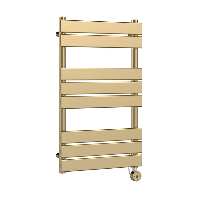 [BHEF858] Square Flat Heated Towel Rail with 8 Bars, 840 x 500mm, Brushed Brass - Cutout