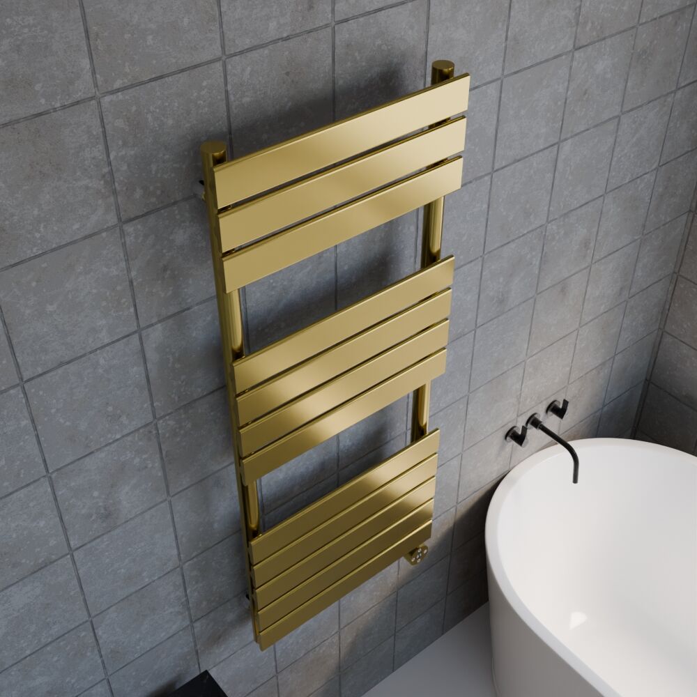 [BHEF859] Electric Square Flat Heated Towel Rail with 12 Bars, 1213 x 500, Anthracite - Lifestyle 2