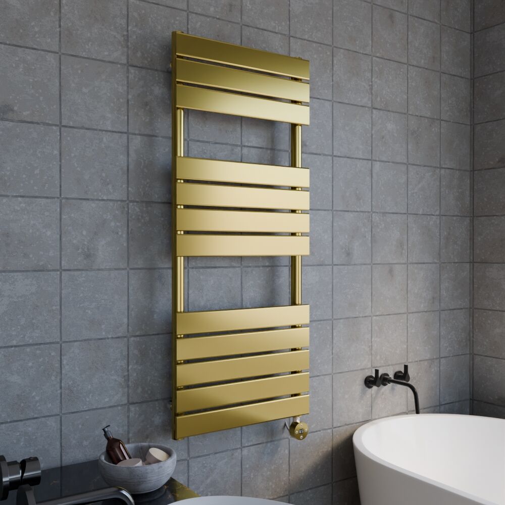 [BHEF859] Electric Square Flat Heated Towel Rail with 12 Bars, 1213 x 500, Anthracite - Lifestyle 3