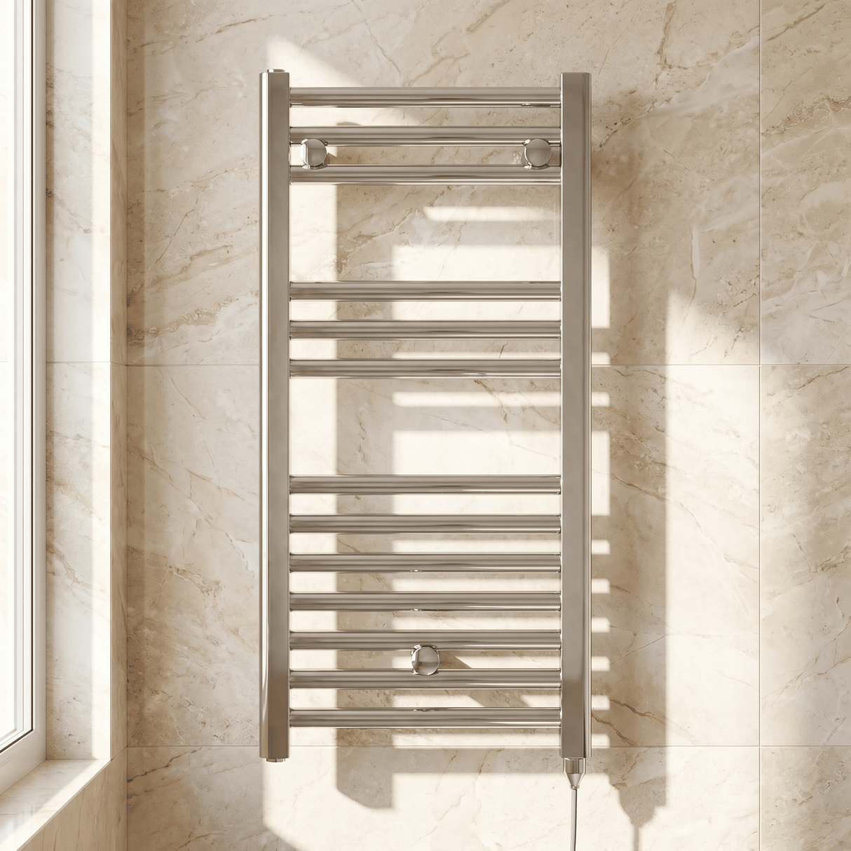 [BHEL150] Ellastone Electric Vertical Round Towel Rail with 13 Rails, 720mm x 400mm, Choice of Colour