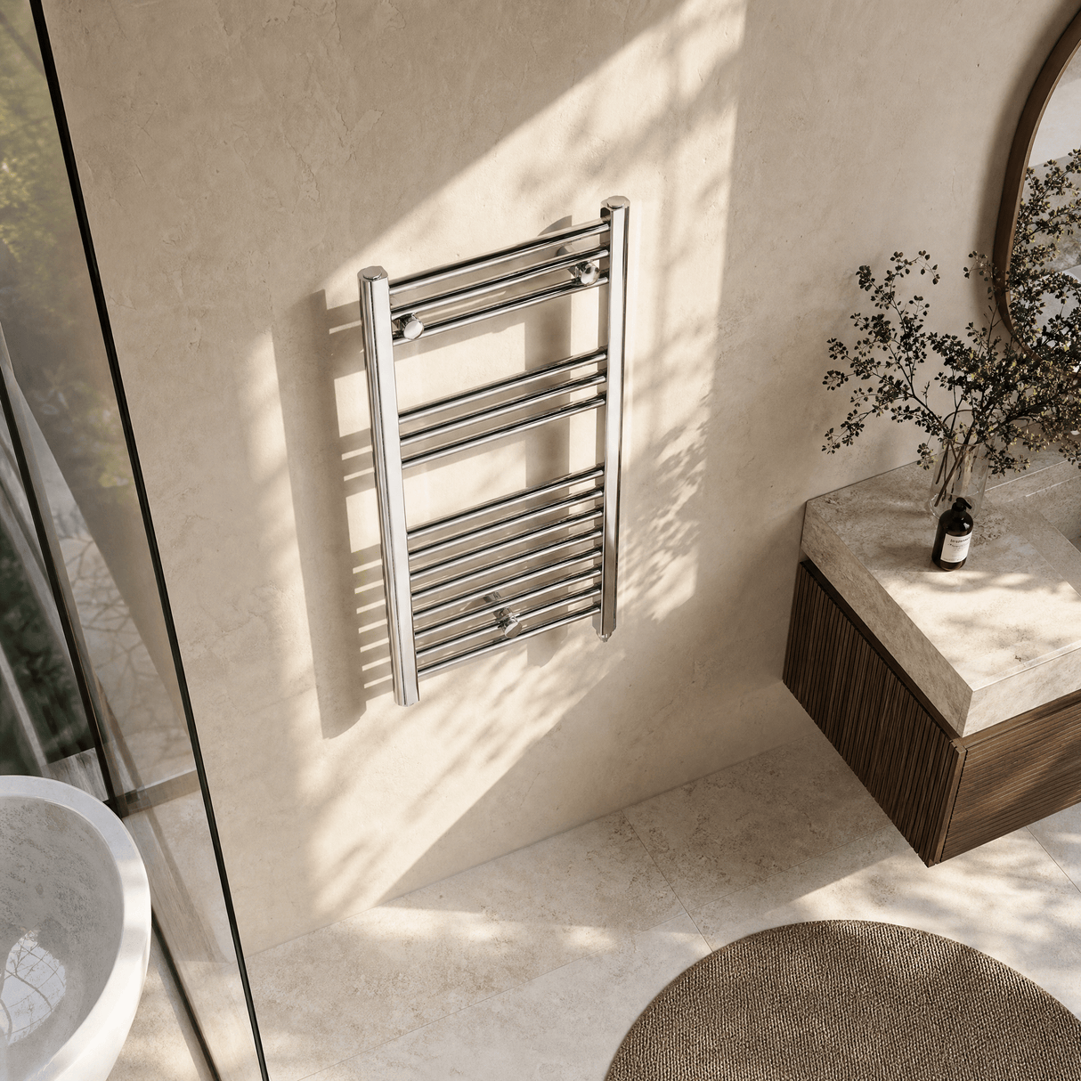 [BHEL150] Ellastone Electric Vertical Round Towel Rail with 13 Rails, 720mm x 400mm, Choice of Colour