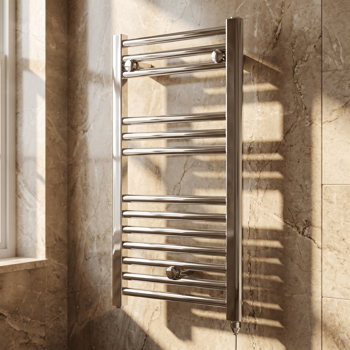 [BHEL150] Ellastone Electric Vertical Round Towel Rail with 13 Rails, 720mm x 400mm, Choice of Colour