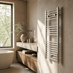 [BHEL151] Ellastone Electric Vertical Round Towel Rail with 18 Rails, 920mm x 480mm, Choice of Colour