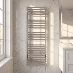 [BHEL152] Ellastone Contemporary Electric Vertical Round Towel Rail with 27 Rails, 1375mm x 480mm, Choice of Colour