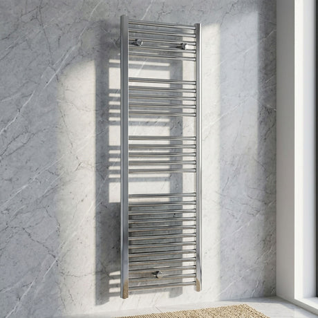 [BHEL152] Ellastone Contemporary Electric Vertical Round Towel Rail with 27 Rails, 1375mm x 480mm, Choice of Colour - Silo