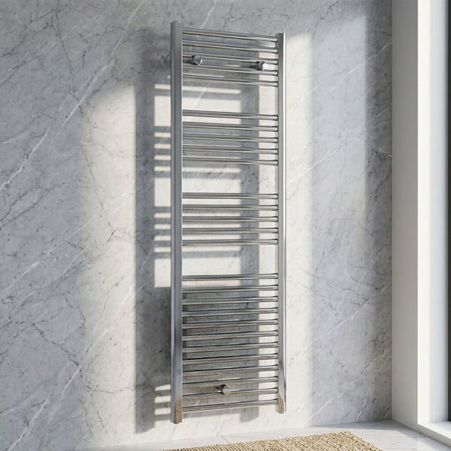 [BHEL152] Ellastone Contemporary Electric Vertical Round Towel Rail with 27 Rails, 1375mm x 480mm, Choice of Colour - Silo