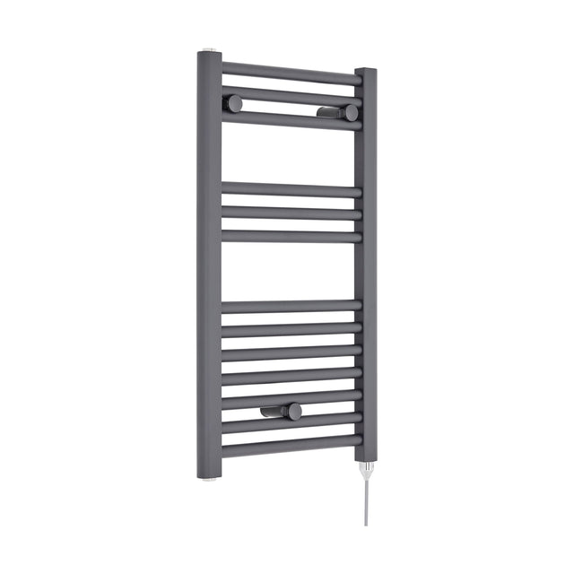 [BHEL153] Balterley Contemporary Electric Vertical Round Towel Rail with 13 Rails, 720mm x 400mm, 300 Watt Heated Bathroom - Anthracite - Cutout