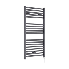 [BHEL154] Balterley Contemporary Electric Vertical Round Towel Rail with 18 Rails, 920mm x 480mm, 500 Watt Heated Bathroom - Anthracite - Cutout