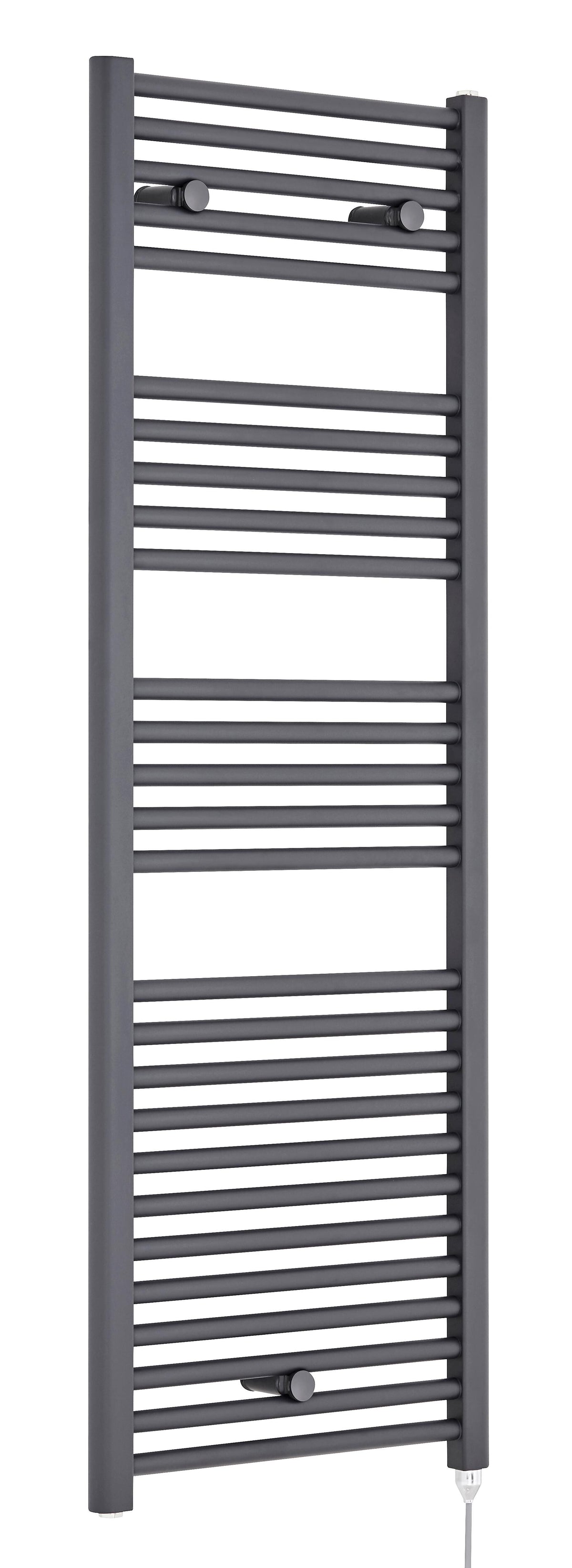 [BHEL155] Ellastone Contemporary Electric Vertical Round Towel Rail with 27 Rails, 1375mm x 480mm, Choice of Colour - Cutout