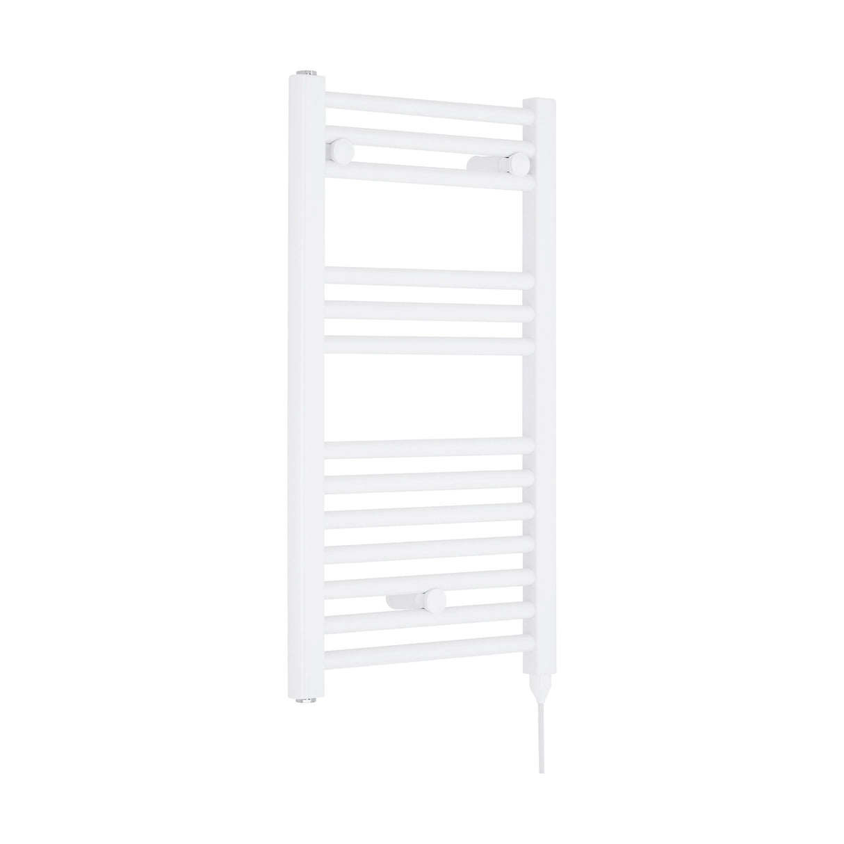 [BHEL156] Balterley Contemporary Electric Vertical Round Towel Rail with 13 Rails, 720mm x 400mm, 300 Watt Heated Bathroom - Gloss White - Cutout
