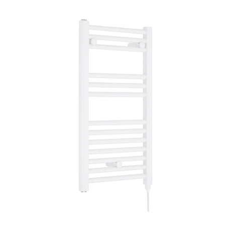 [BHEL156] Balterley Contemporary Electric Vertical Round Towel Rail with 13 Rails, 720mm x 400mm, 300 Watt Heated Bathroom - Gloss White - Cutout