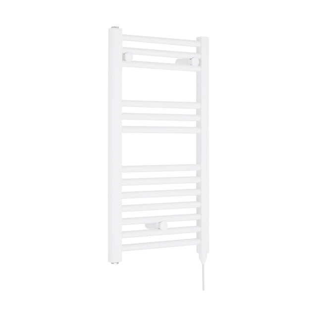 [BHEL156] Balterley Contemporary Electric Vertical Round Towel Rail with 13 Rails, 720mm x 400mm, 300 Watt Heated Bathroom - Gloss White - Cutout