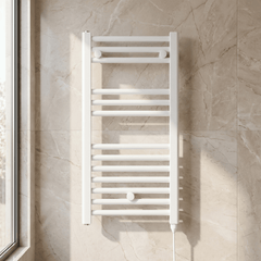 [BHEL156] Ellastone Electric Vertical Round Towel Rail with 13 Rails, 720mm x 400mm, Choice of Colour - Silo