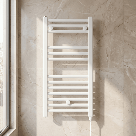 [BHEL156] Ellastone Electric Vertical Round Towel Rail with 13 Rails, 720mm x 400mm, Choice of Colour - Silo