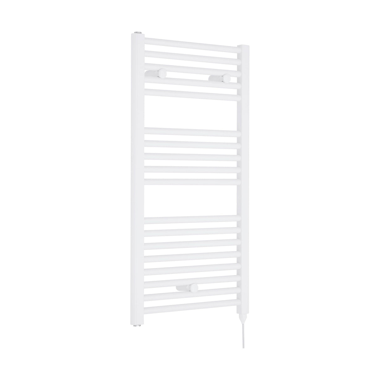 [BHEL157] Balterley Contemporary Electric Vertical Round Towel Rail with 18 Rails, 920mm x 480mm, 500 Watt Heated Bathroom - Gloss White - Cutout