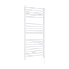 [BHEL157] Balterley Contemporary Electric Vertical Round Towel Rail with 18 Rails, 920mm x 480mm, 500 Watt Heated Bathroom - Gloss White - Cutout