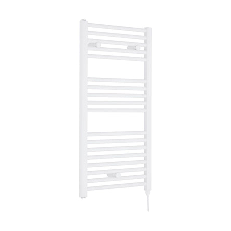 [BHEL157] Balterley Contemporary Electric Vertical Round Towel Rail with 18 Rails, 920mm x 480mm, 500 Watt Heated Bathroom - Gloss White - Cutout