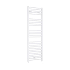 [BHEL158] Balterley Contemporary Electric Vertical Round Towel Rail with 27 Rails, 1375mm x 480mm, 750 Watt Heated Bathroom - Gloss White - Cutout