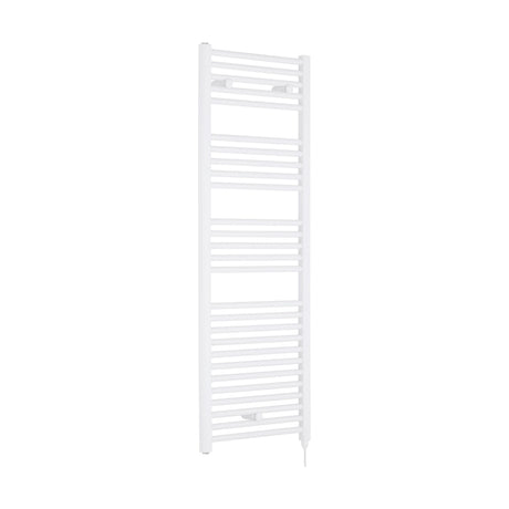 [BHEL158] Balterley Contemporary Electric Vertical Round Towel Rail with 27 Rails, 1375mm x 480mm, 750 Watt Heated Bathroom - Gloss White - Cutout
