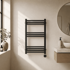 [BHER159] Croxall Electric Round Tube Heated Towel Rail with 10 Bars, 800 x 500mm - Choice of Colour - Lifestyle 1