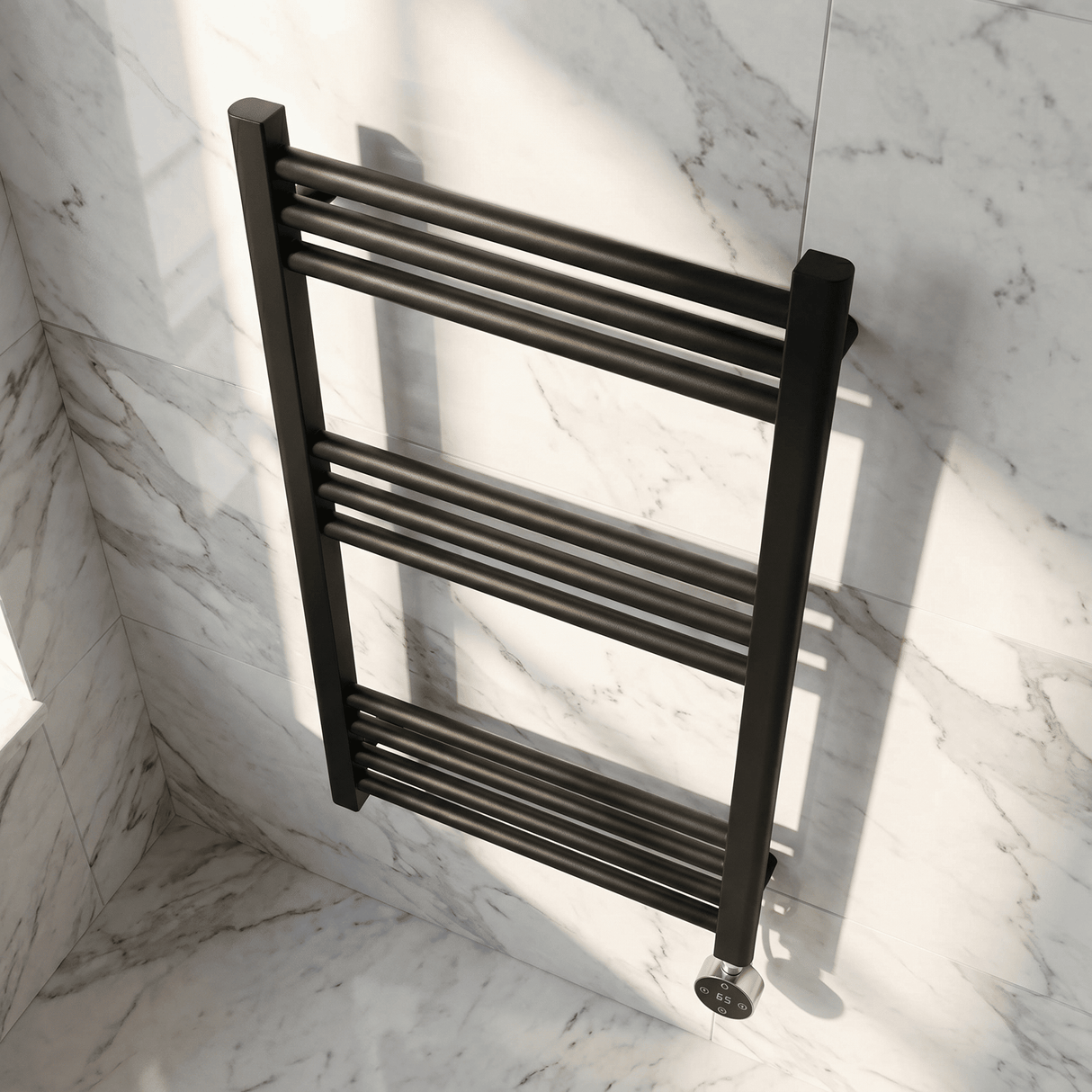 [BHER159] Croxall Electric Round Tube Heated Towel Rail with 10 Bars, 800 x 500mm - Choice of Colour - Lifestyle 2