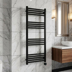 [BHER160] Croxall Electric Round Tube Heated Towel Rail with 17 Bars, 1200 x 500mm - Choice of Colour - Silo