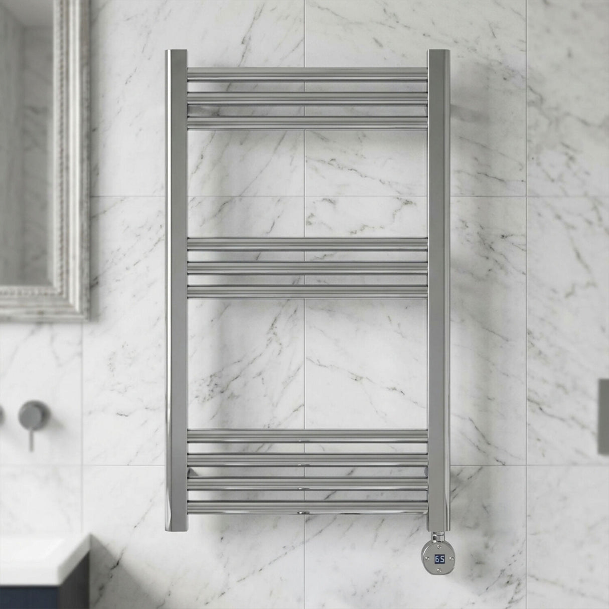 [BHER359] Croxall Electric Round Tube Heated Towel Rail with 10 Bars, 800 x 500mm - Choice of Colour - Silo
