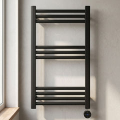 [BHER459] Croxall Electric Round Tube Heated Towel Rail with 10 Bars, 800 x 500mm - Choice of Colour - Silo