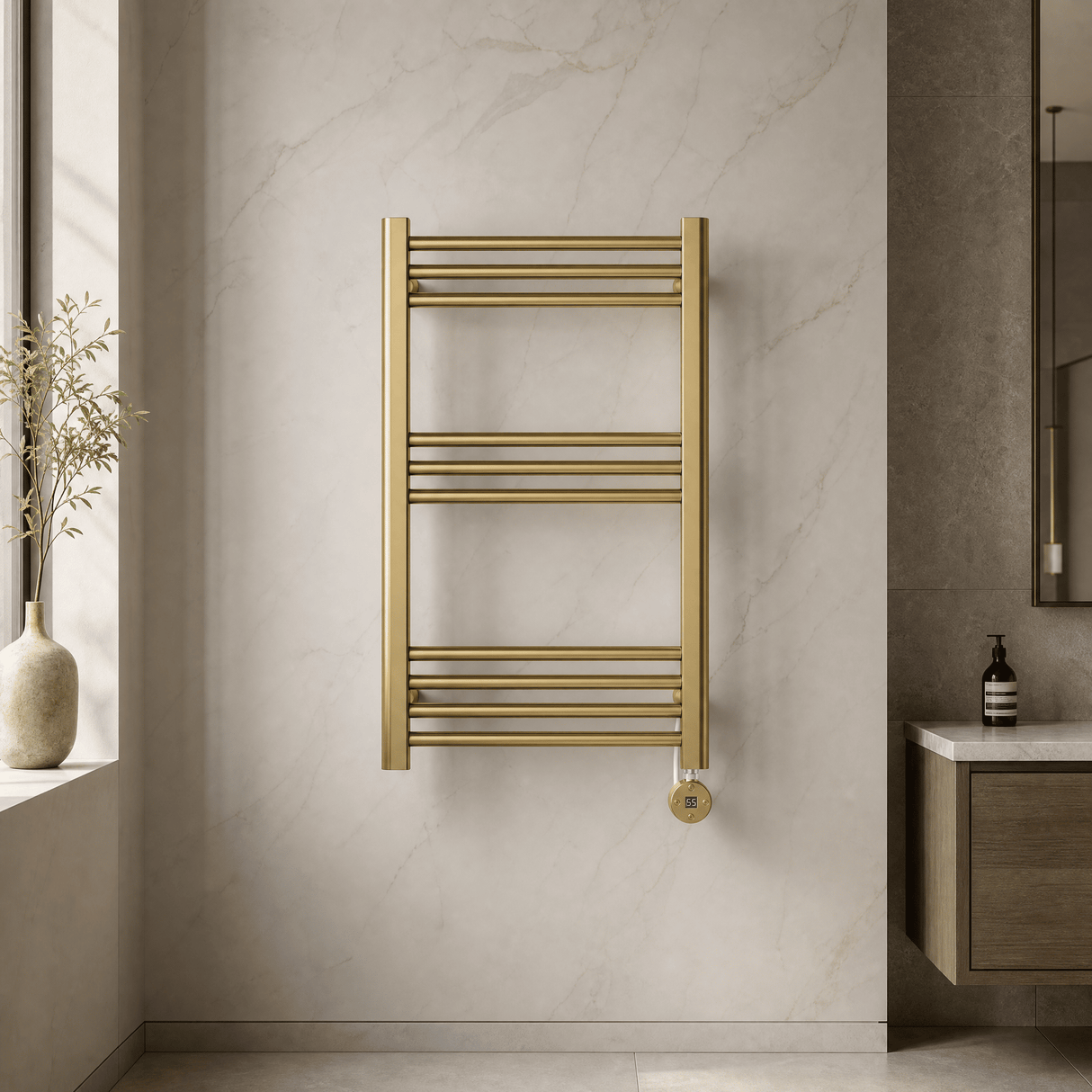 [BHER859] Croxall Electric Round Tube Heated Towel Rail with 10 Bars, 800 x 500mm - Choice of Colour - Lifestyle 1