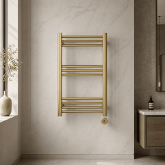 [BHER859] Croxall Electric Round Tube Heated Towel Rail with 10 Bars, 800 x 500mm - Choice of Colour - Lifestyle 1