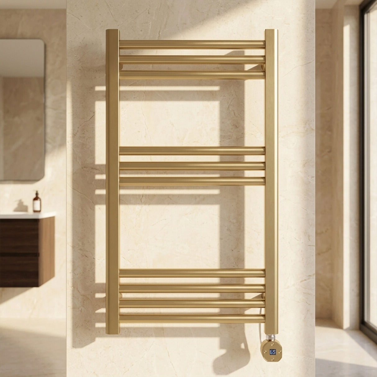 [BHER859] Croxall Electric Round Tube Heated Towel Rail with 10 Bars, 800 x 500mm - Choice of Colour - Silo