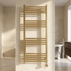 [BHER860] Croxall Electric Round Tube Heated Towel Rail with 17 Bars, 1200 x 500mm - Choice of Colour - Silo