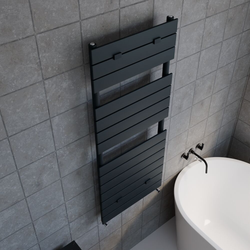 [BHFP035] Heated Towel Rail with 14 Flat Panels - 2014 BTU - 1213mm x 500mm - Anthracite - Lifestyle 2