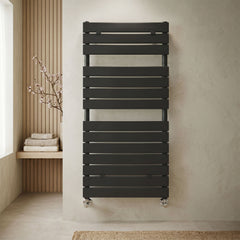 [BHFP035] Ecton Contemporary Heated Towel Rail 14 Flat Panels, 1213mm x 500mm - Silo