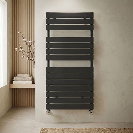 [BHFP035] Ecton Contemporary Heated Towel Rail 14 Flat Panels, 1213mm x 500mm - Silo