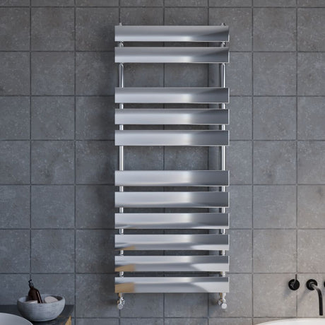 [BHFP396] Balterley Contemporary Heated Towel Rail with 11 Flat Panels, 1200mm x 500mm - Chrome - Lifestyle 1