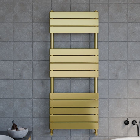[BHFP835] Square Flat Towel Radiator 1213mm x 500mm, Brushed Brass - Lifestyle 1
