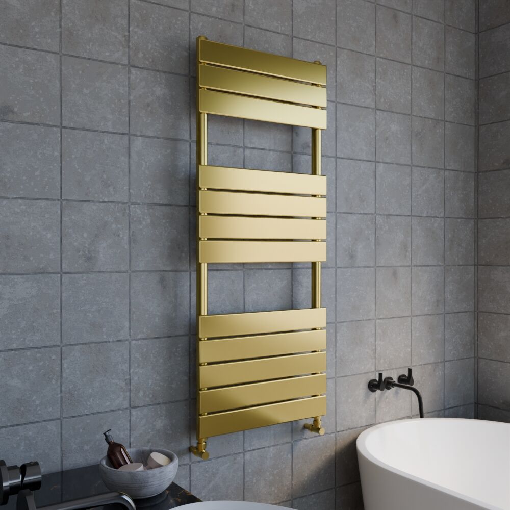 Square Towel Radiator Square Flat Towel Radiator 1213mm x 500mm, Brushed Brass – Balterley