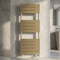 [BHFP835] Square Flat Towel Radiator 1213mm x 500mm, Brushed Brass - Silo