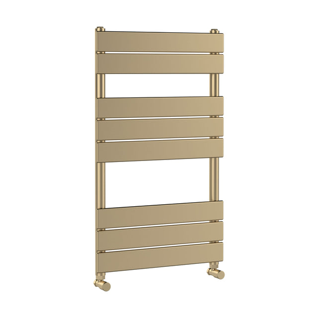 [BHFP882] Square Towel Radiator with Flat Panels 840mm x 500mm, Brushed Brass - Cutout