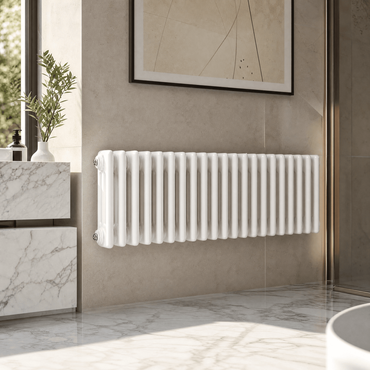 [BHHA303] Triple Column Traditional Radiator 300 x 999mm, High Gloss White - Lifestyle 3