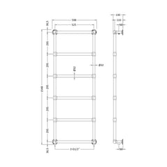 [BHHA354] HARRINGTON WALL TOWEL RAIL 1550X600MM - Technical Drawing