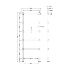 [BHHA355] HARRINGTON FLOOR TOWEL RAIL 1550X600MM - Technical Drawing