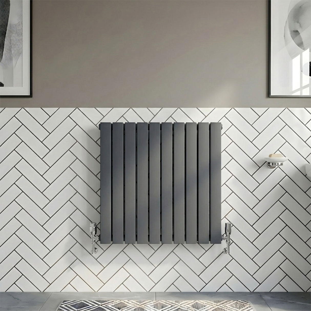 [BHLUA55D] Edingale Contemporary Square Horizontal Double Panel Radiator - Choice of Size and Colour - Silo
