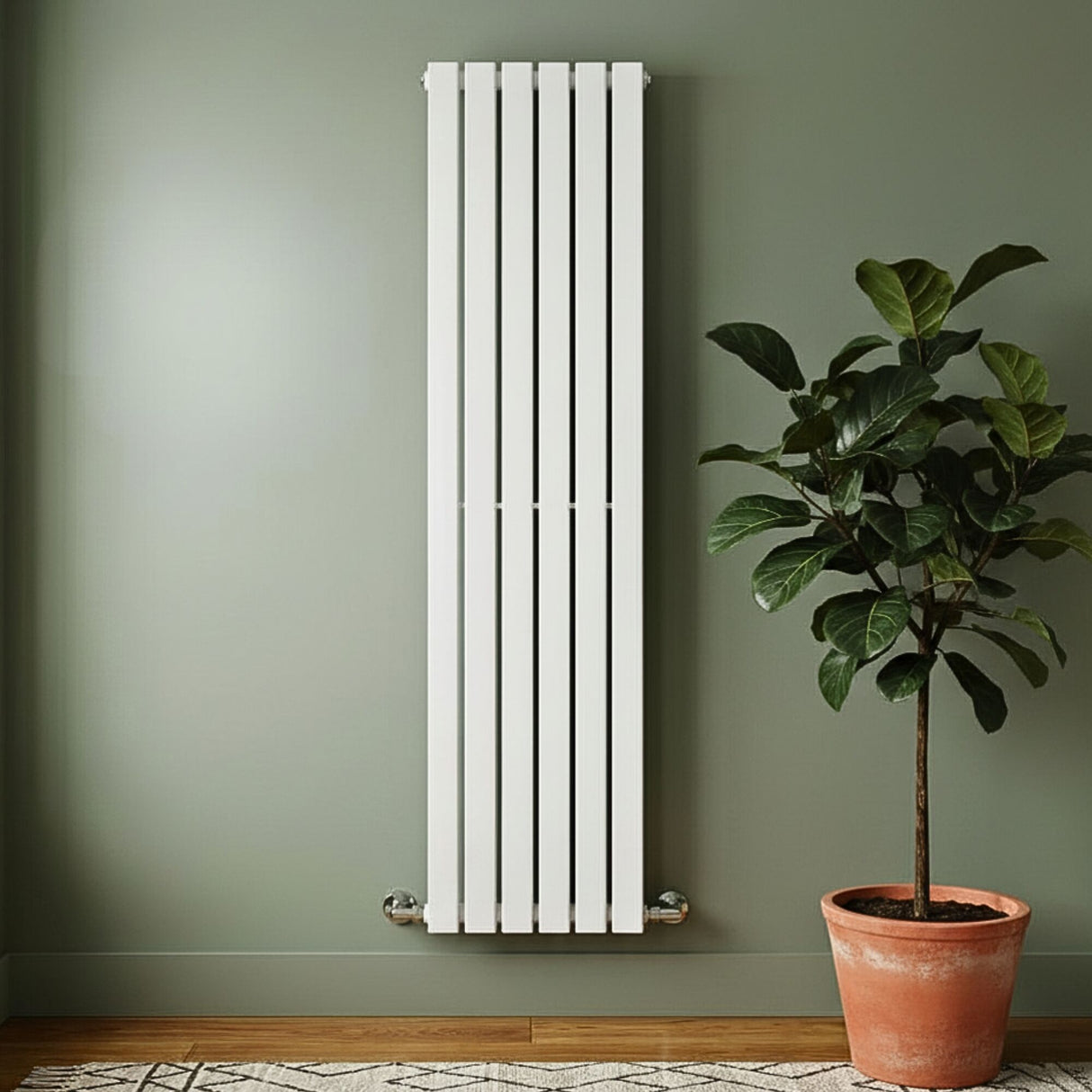 [BHLUW41] Edingale Vertical Single Panel Radiator, Square Design - Choice of Size and Colour - Silo