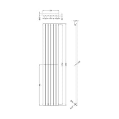 [BHLUW42] Edingale Vertical Single Panel Radiator, Square Design - Choice of Size and Colour - Technical Drawing