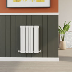 [BHLUW54] Balterley Lucia Square Horizontal Single Panel Radiator, 600mm x 412mm - Satin White - Lifestyle 1