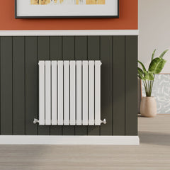 [BHLUW55] Balterley Lucia Square Horizontal Single Panel Radiator, 600mm x 586mm - Satin White - Lifestyle 1