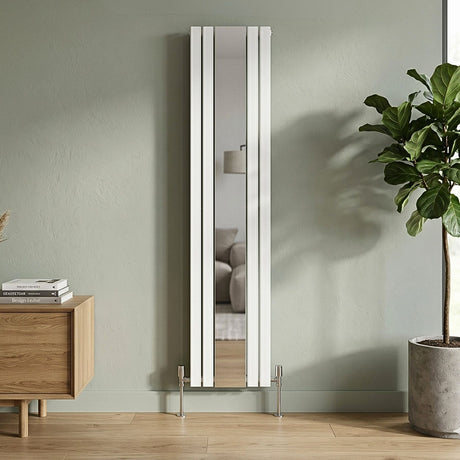 [BHLUW64] Edingale Square Vertical Double Panel Radiator with Mirror, 3344 BTU, 1800mm x 354mm - Choice of Colour - Silo